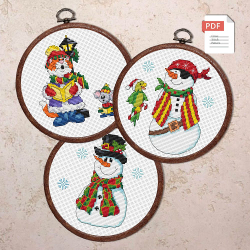 Christmas Set of 3 Cross Stitch Patterns #mch.025