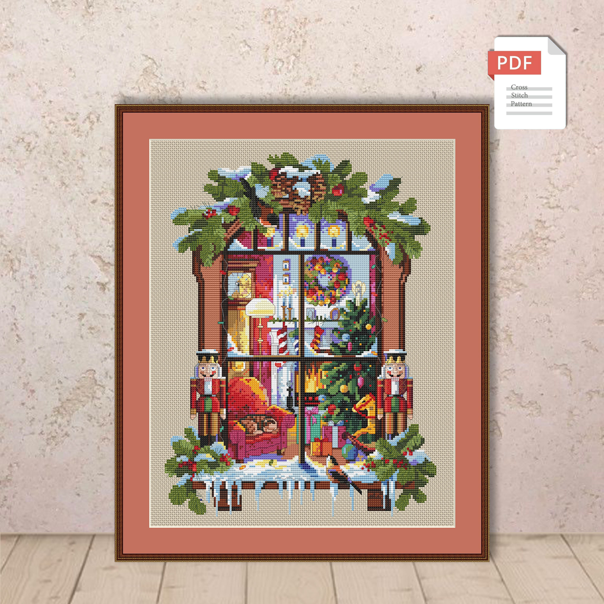 Christmas Window Cross Stitch Pattern #mch.028