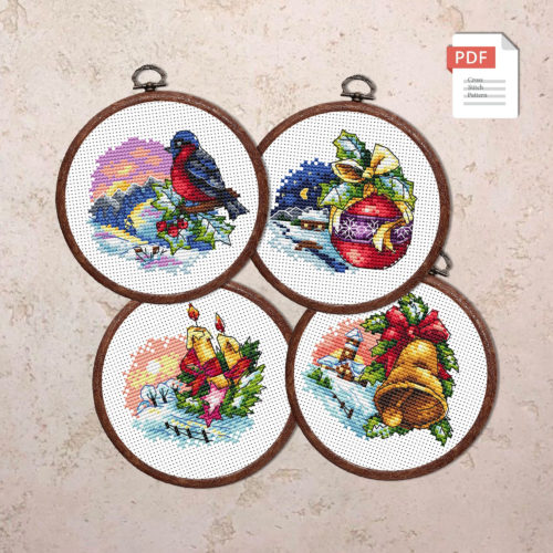 Set of Christmas Ornaments Cross Stitch Patterns #mch.045