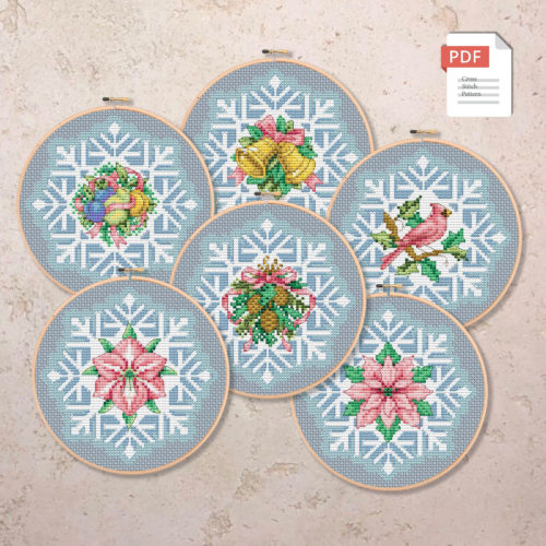Set of Christmas Ornaments Cross Stitch Patterns #mch.055