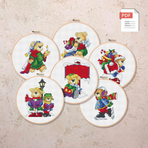 Set of Christmas Bears Cross Stitch Patterns #mch.057