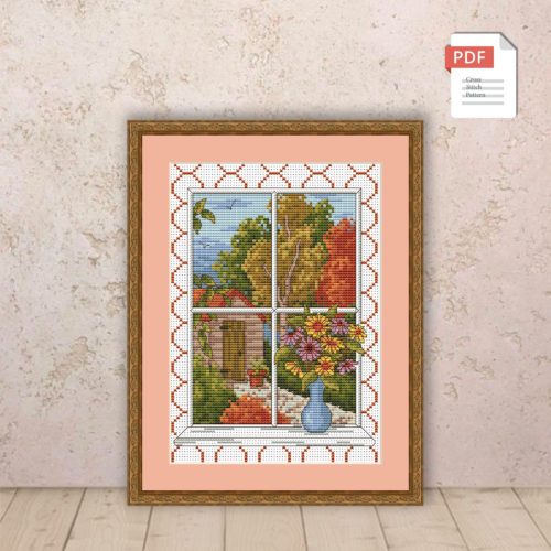 Autumn Window Cross Stitch Pattern #ssn013