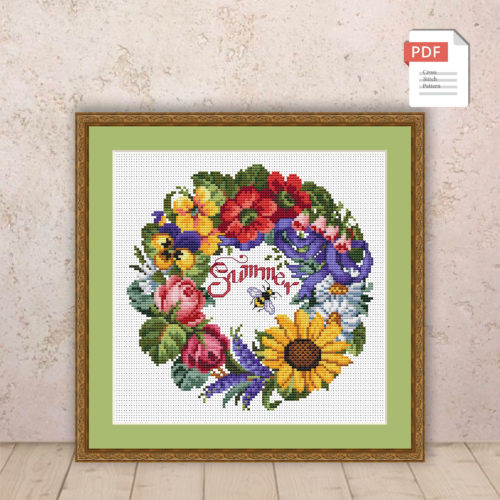 Spring Wreath Cross Stitch Pattern #ssn037
