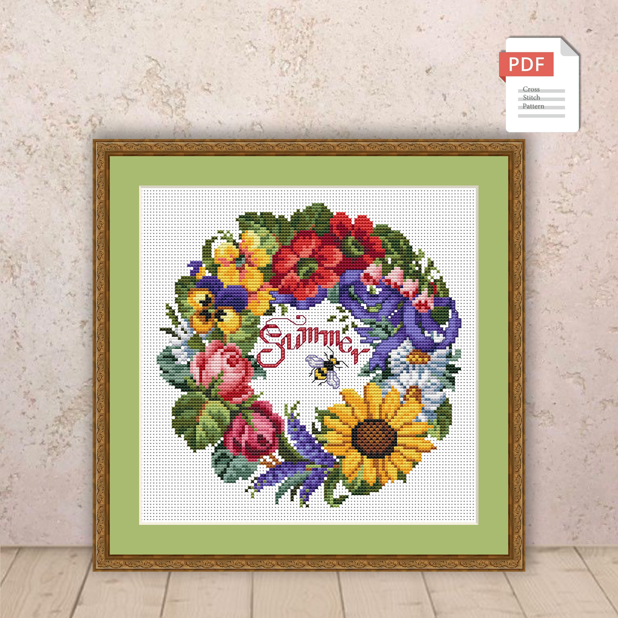 Spring Wreath Cross Stitch Pattern #ssn037