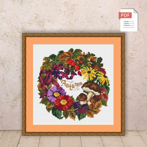 Autumn Wreath Cross Stitch Pattern #ssn038