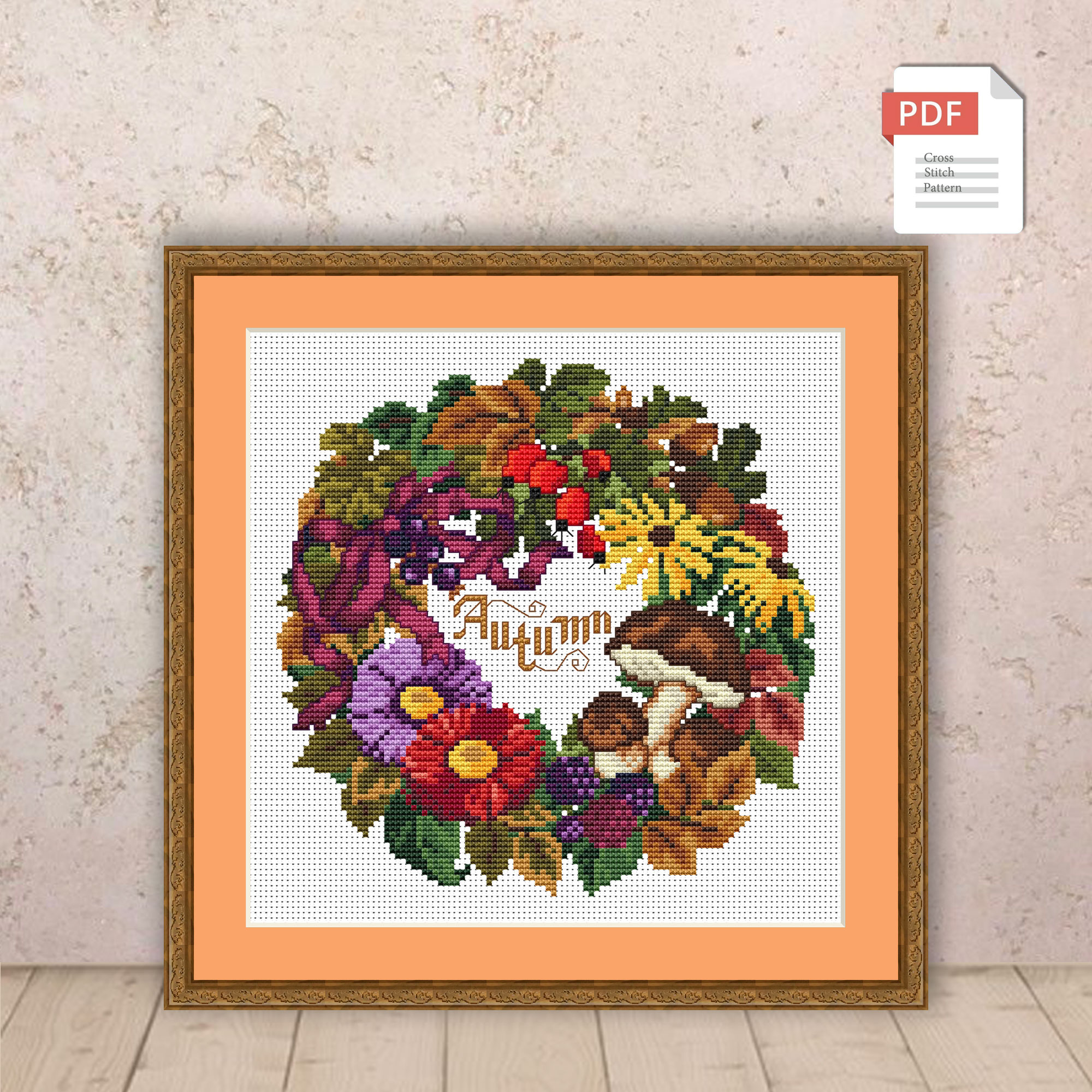 Autumn Wreath Cross Stitch Pattern #ssn038