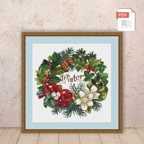 Winter Wreath Cross Stitch Pattern #ssn039