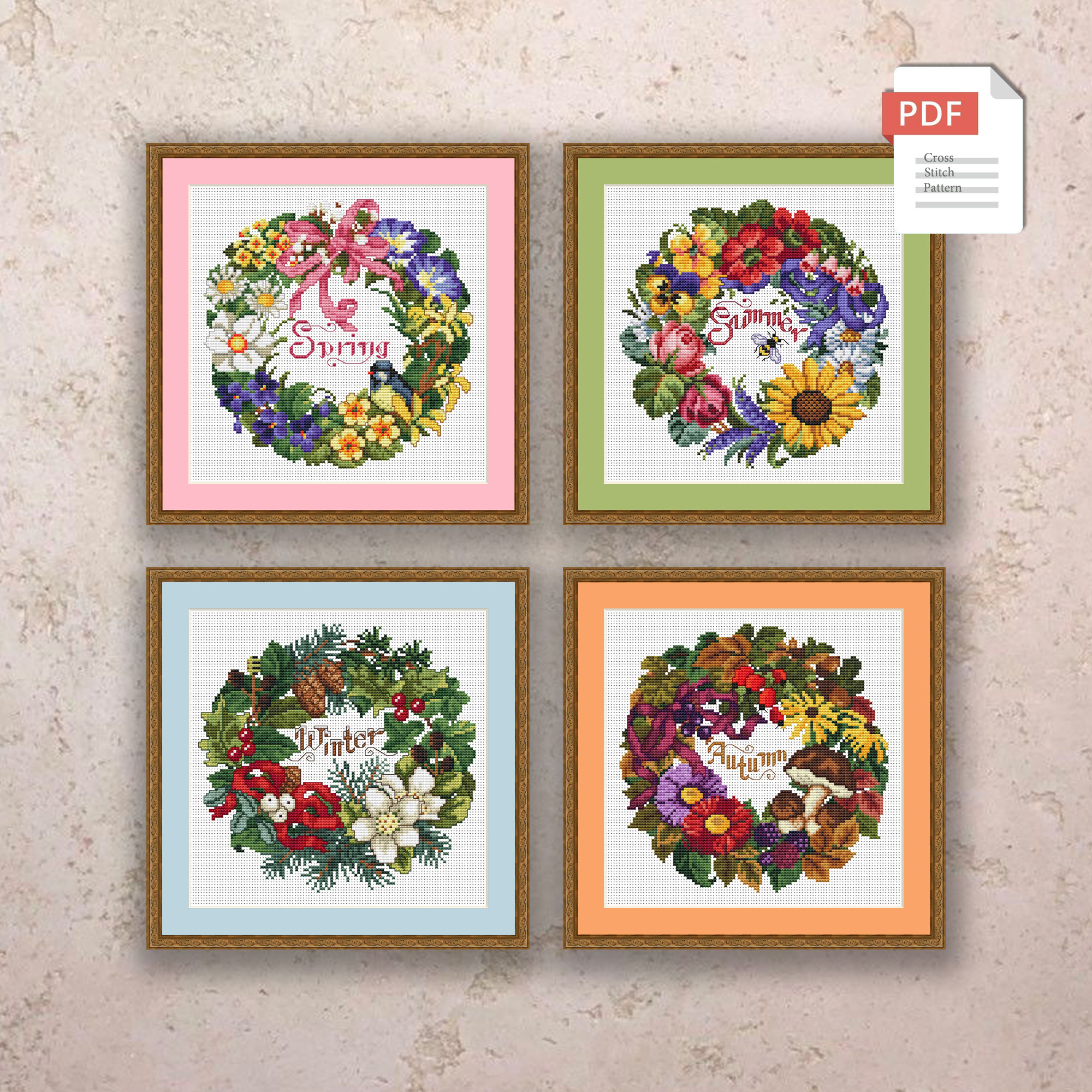 Winter Wreath Cross Stitch Pattern #ssn039 - Image 3