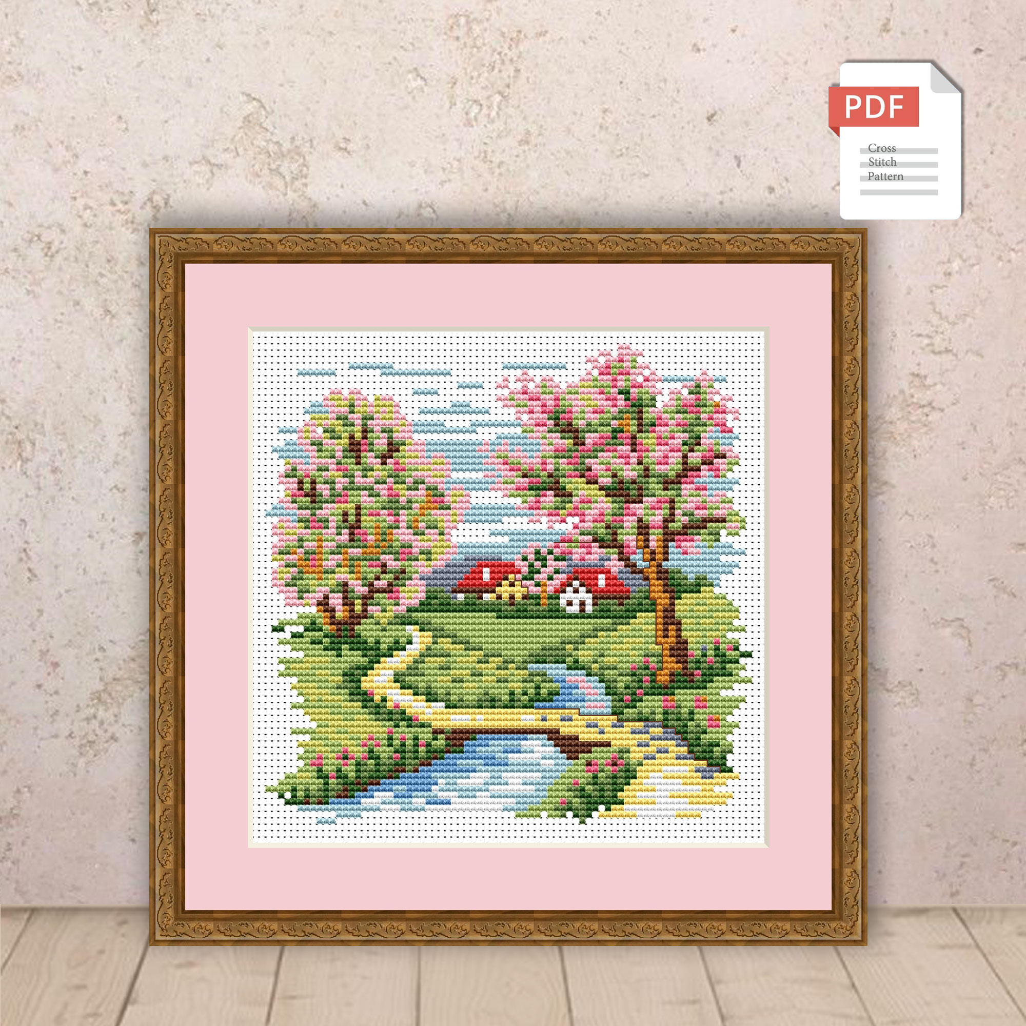 Spring Landscape Cross Stitch Pattern #ssn046