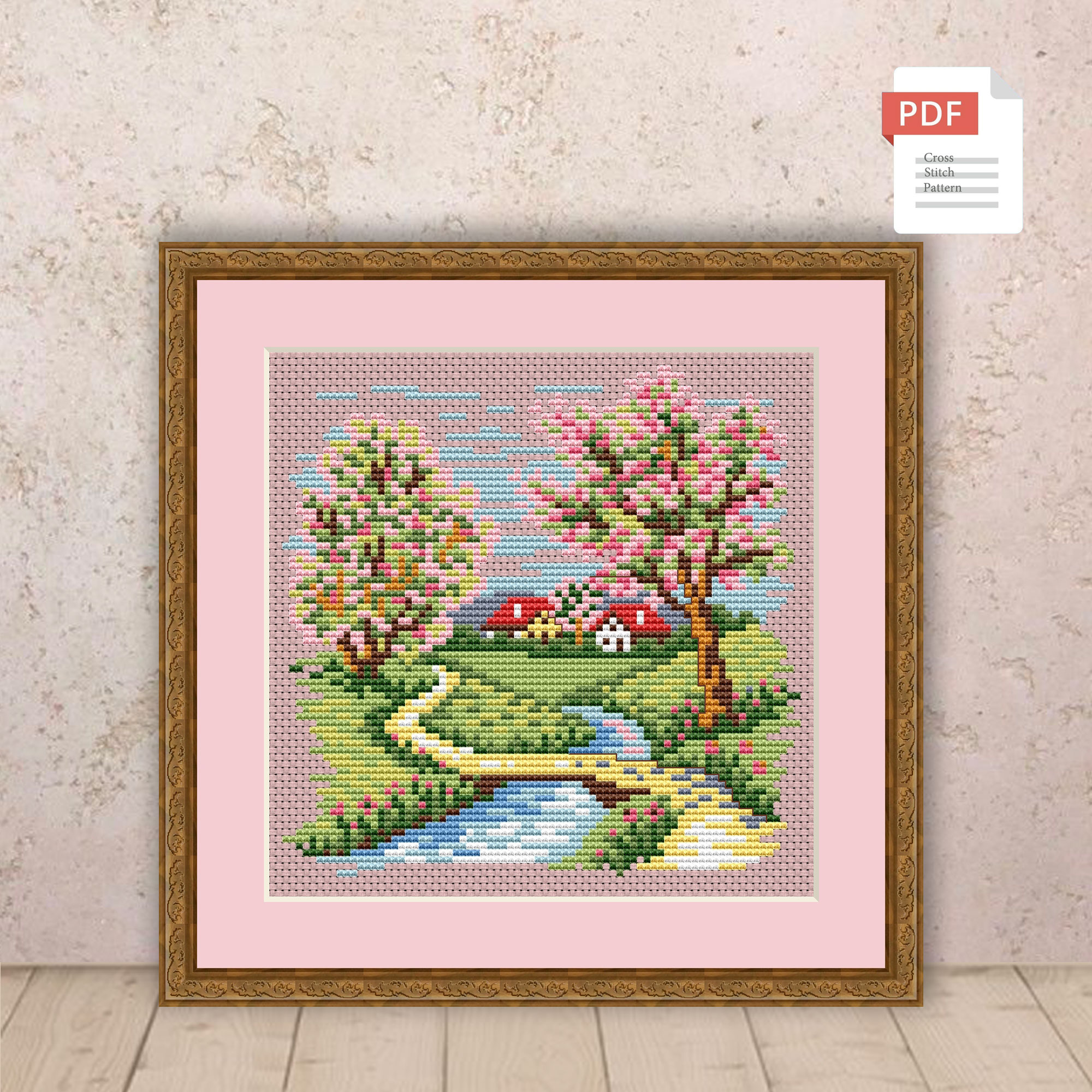 Spring Landscape Cross Stitch Pattern #ssn046 - Image 2