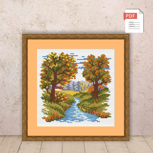 Autumn Landscape Cross Stitch Pattern #ssn048