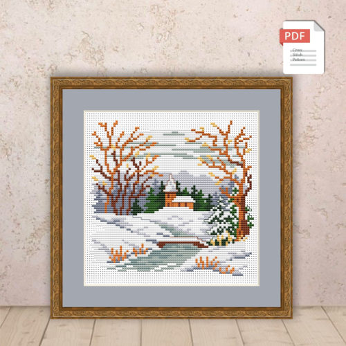 Winter Landscape Cross Stitch Pattern #ssn049