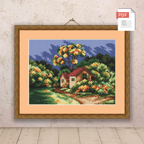 Autumn Landscape Cross Stitch Pattern #ssn058