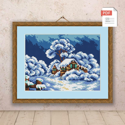 Winter Landscape Cross Stitch Pattern #ssn059