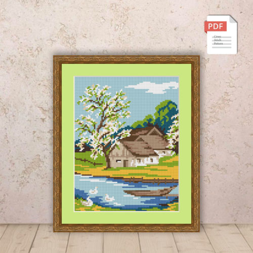 Spring Landscape Cross Stitch Pattern #ssn086