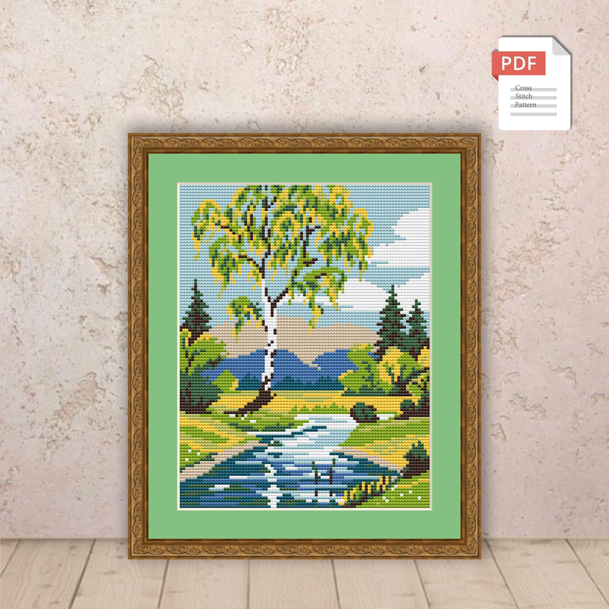 Set of 4 Seasons Landscape Cross Stitch Pattern #ssn090 - Image 3
