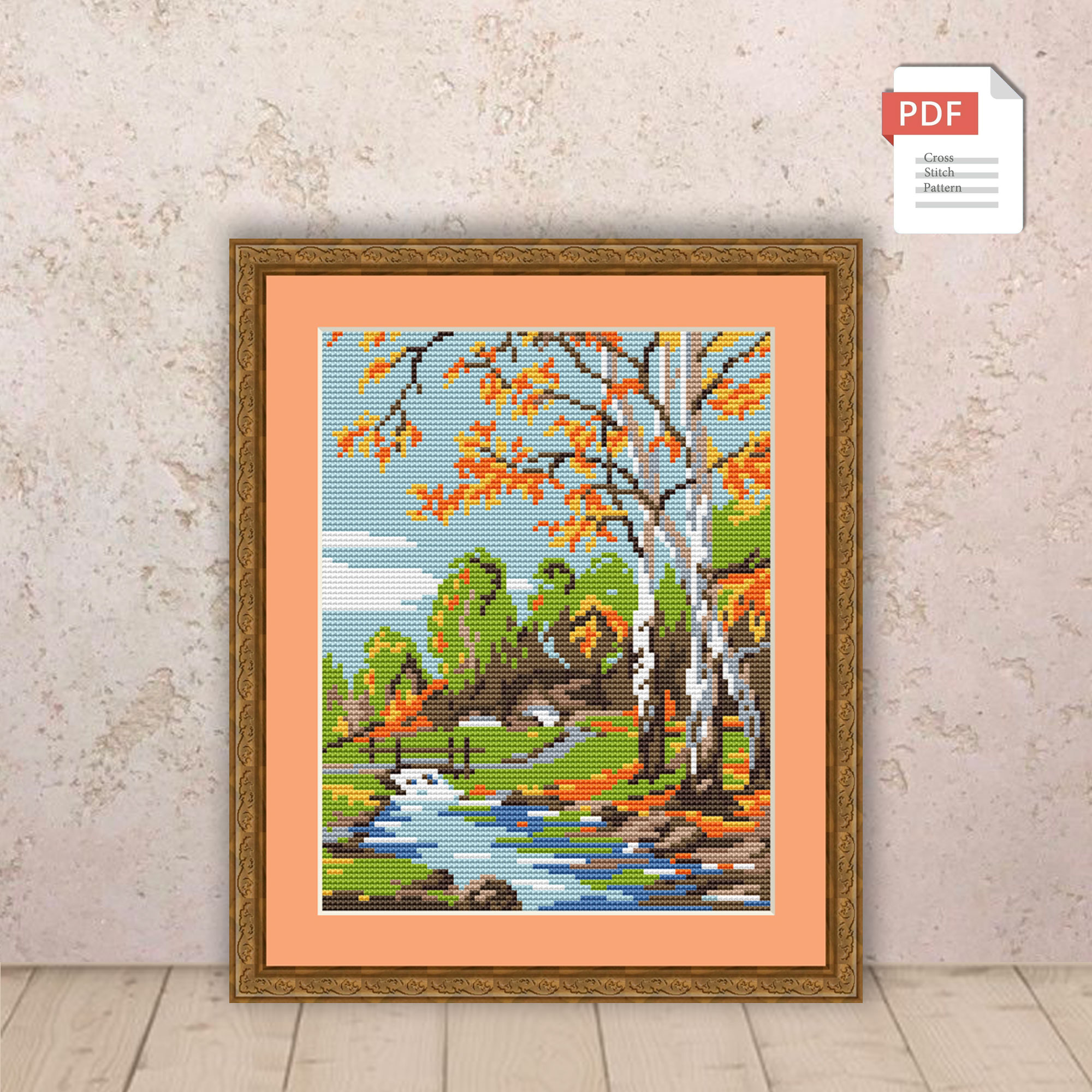 Set of 4 Seasons Landscape Cross Stitch Pattern #ssn090 - Image 4