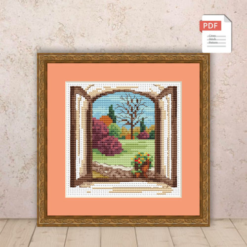 Autumn Window Cross Stitch Pattern #ssn093