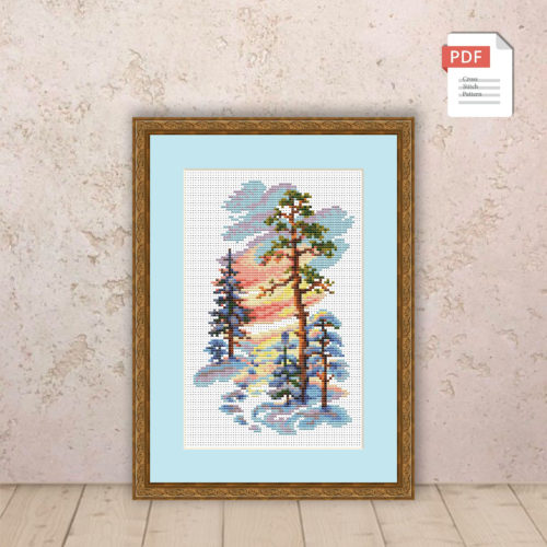 Winter Landscape Cross Stitch Pattern #ssn104