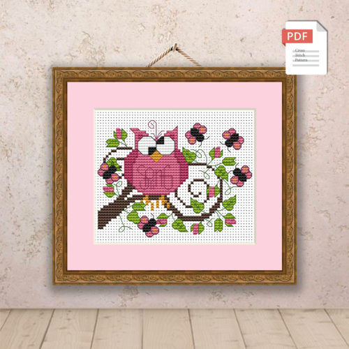 Spring Owl Cross Stitch Pattern #ssn106