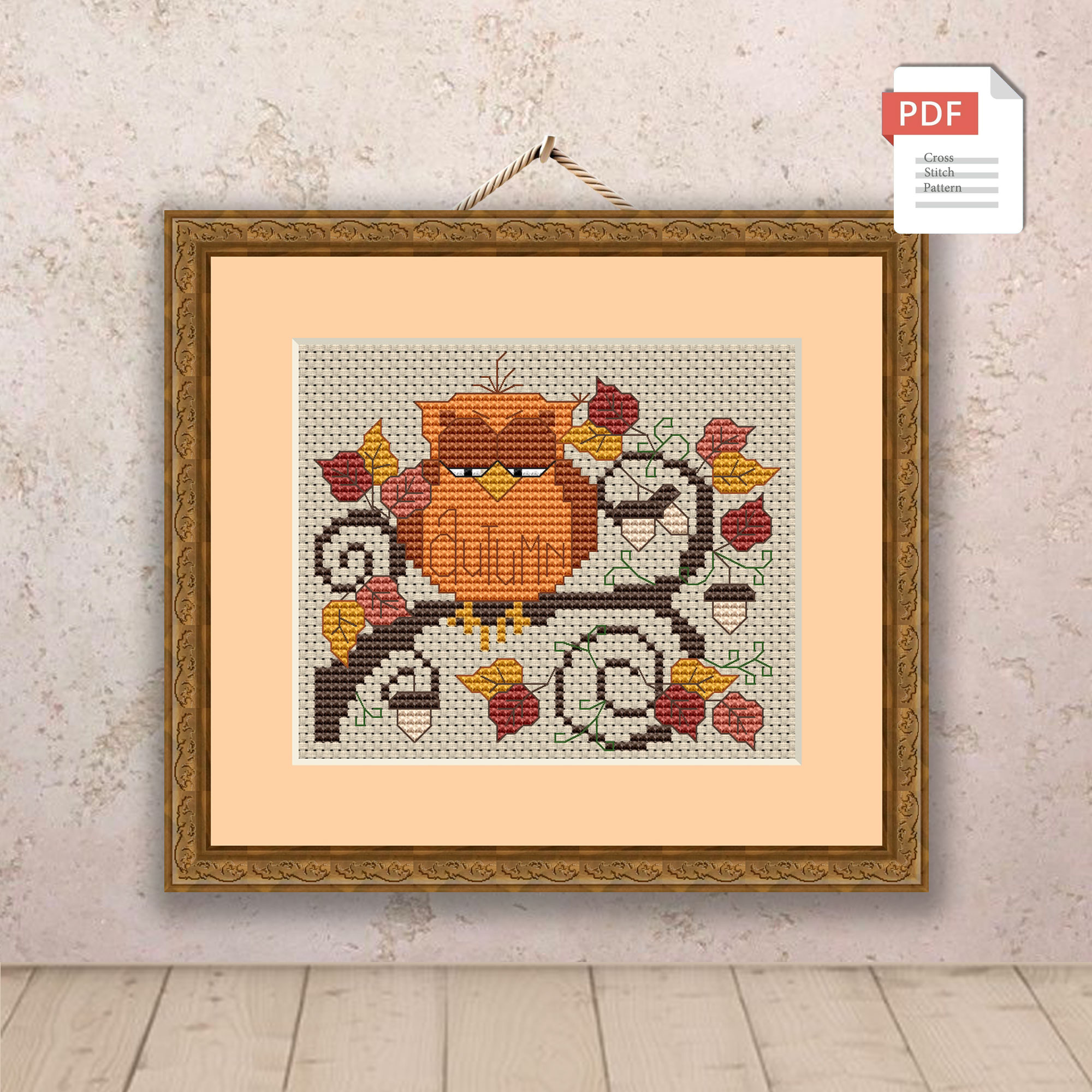 Autumn Owl Cross Stitch Pattern #ssn108 - Image 2