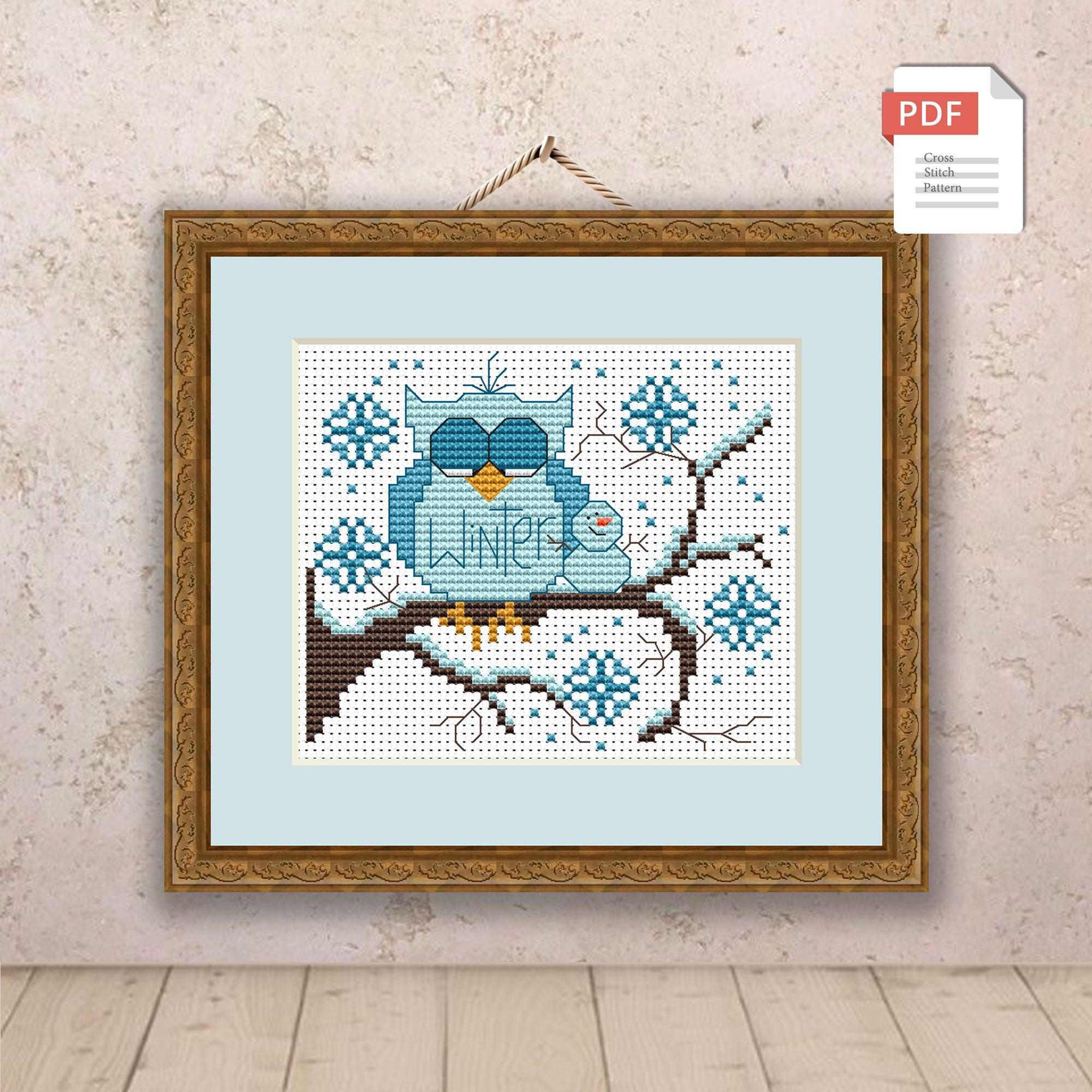 Winter Owl Cross Stitch Pattern #ssn109