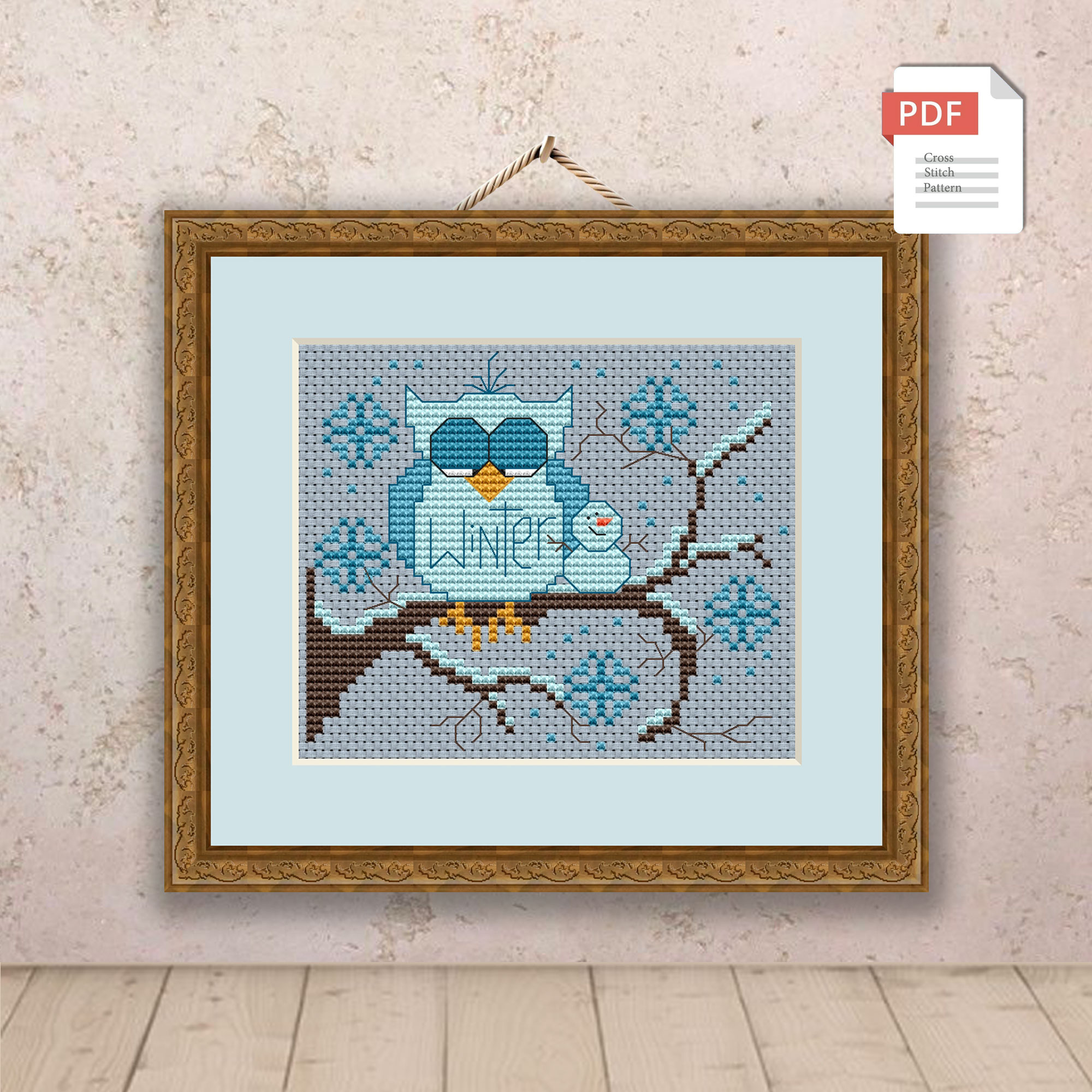 Winter Owl Cross Stitch Pattern #ssn109 - Image 2