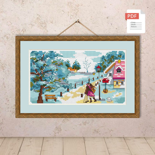 Winter Landscape Cross Stitch Pattern #ssn129