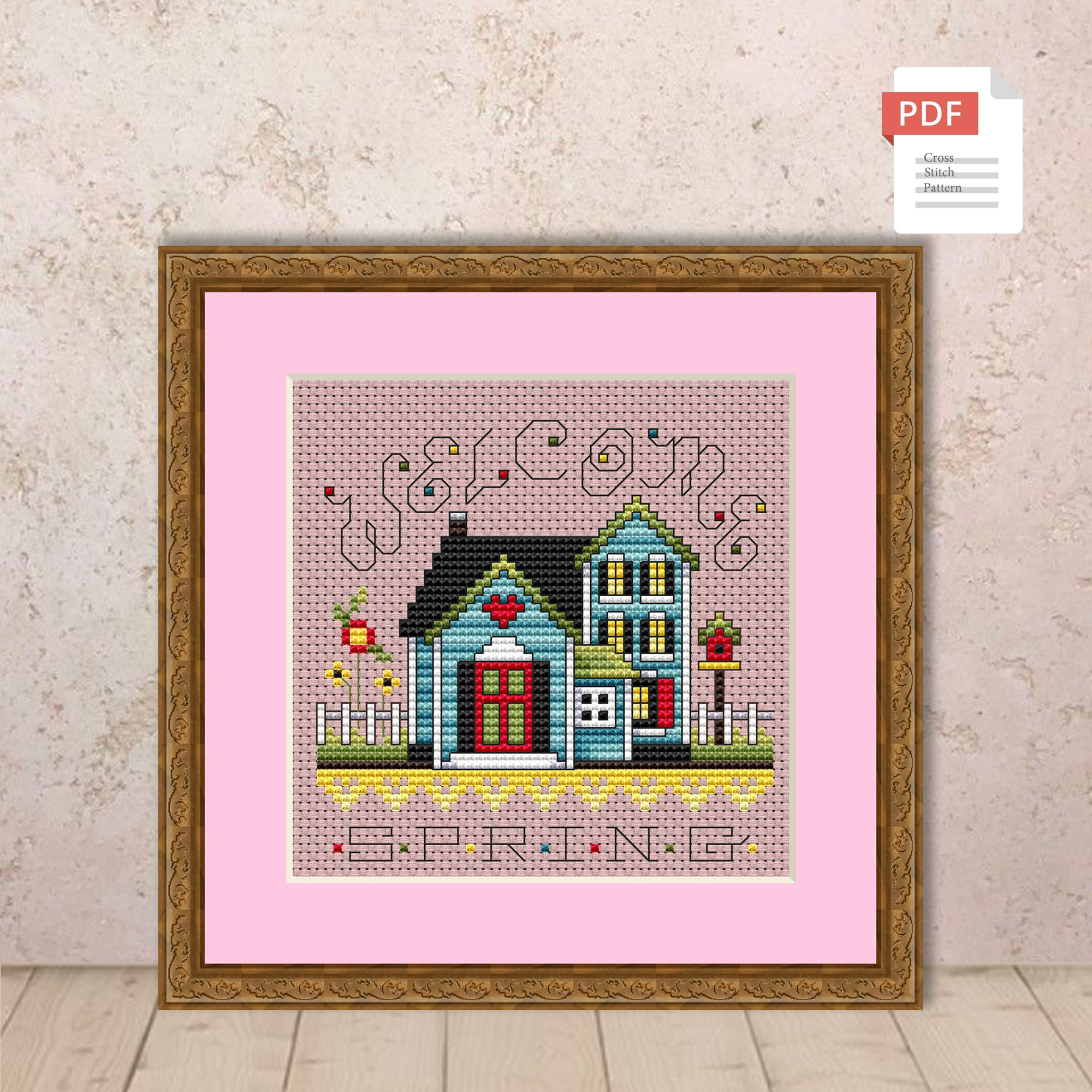 Set of 4 Seasons Landscape Cross Stitch Pattern #ssn150 - Image 3