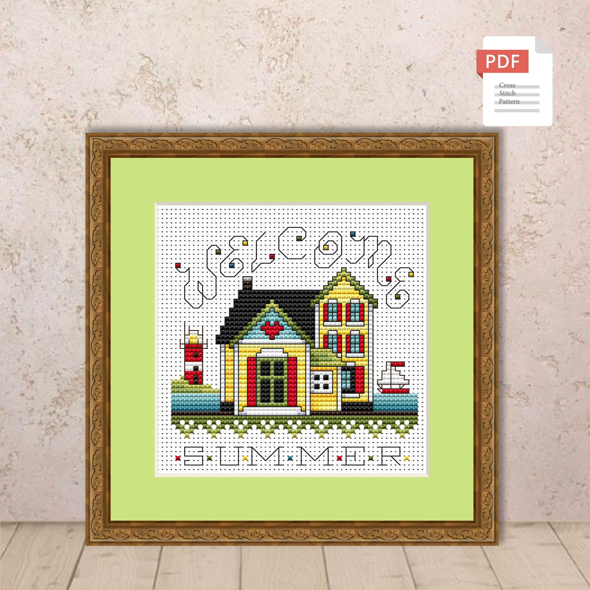 Set of 4 Seasons Landscape Cross Stitch Pattern #ssn150 - Image 4