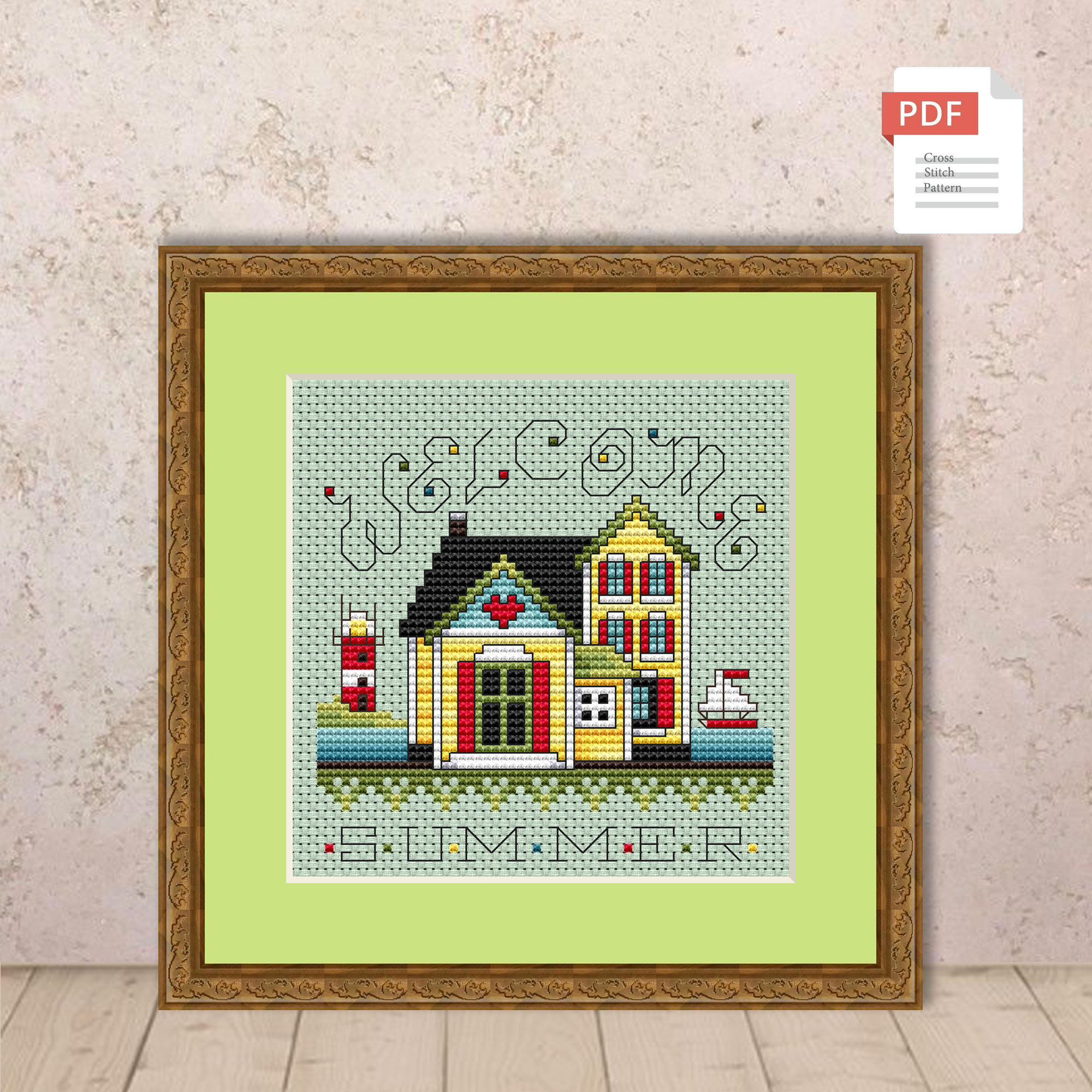 Set of 4 Seasons Landscape Cross Stitch Pattern #ssn150 - Image 5