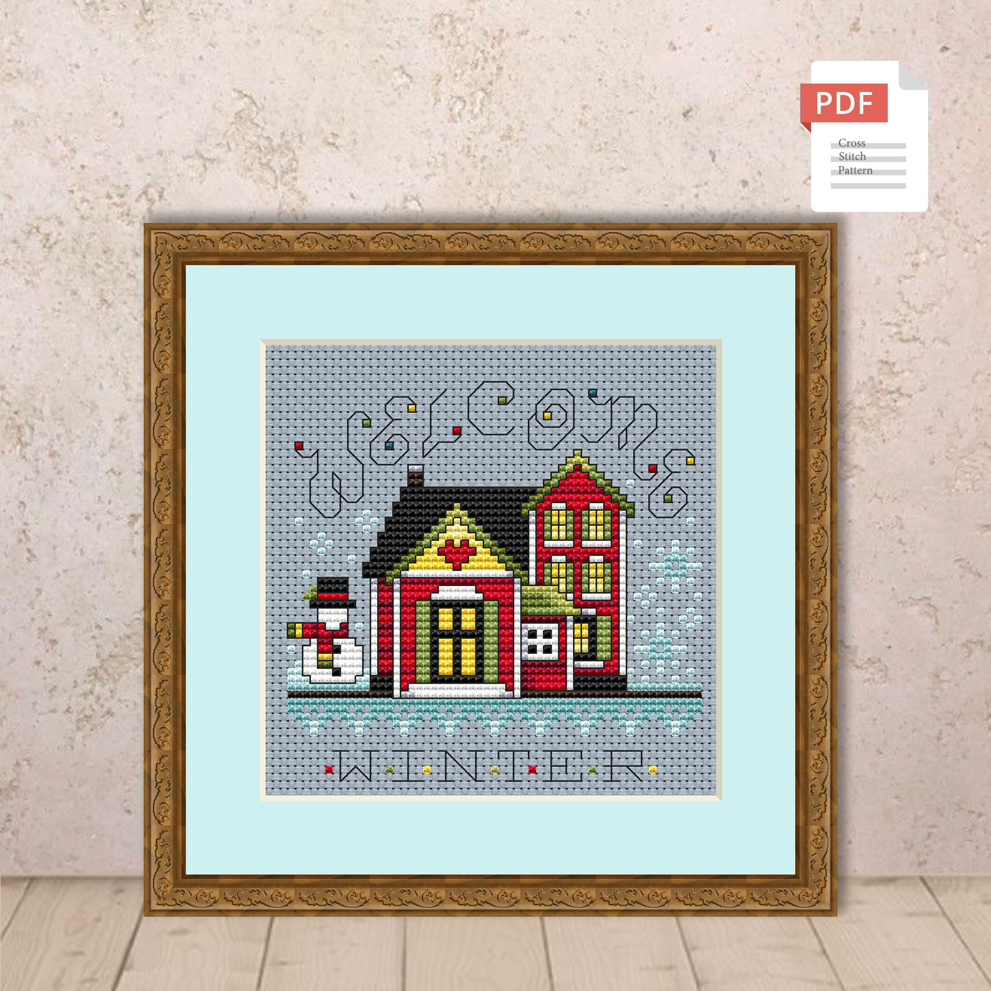 Winter House Cross Stitch Pattern #ssn149 - Image 2