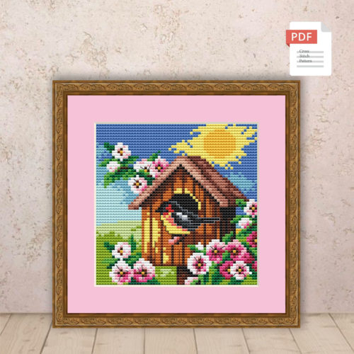 Spring Birdhouse Cross Stitch Pattern #ssn151