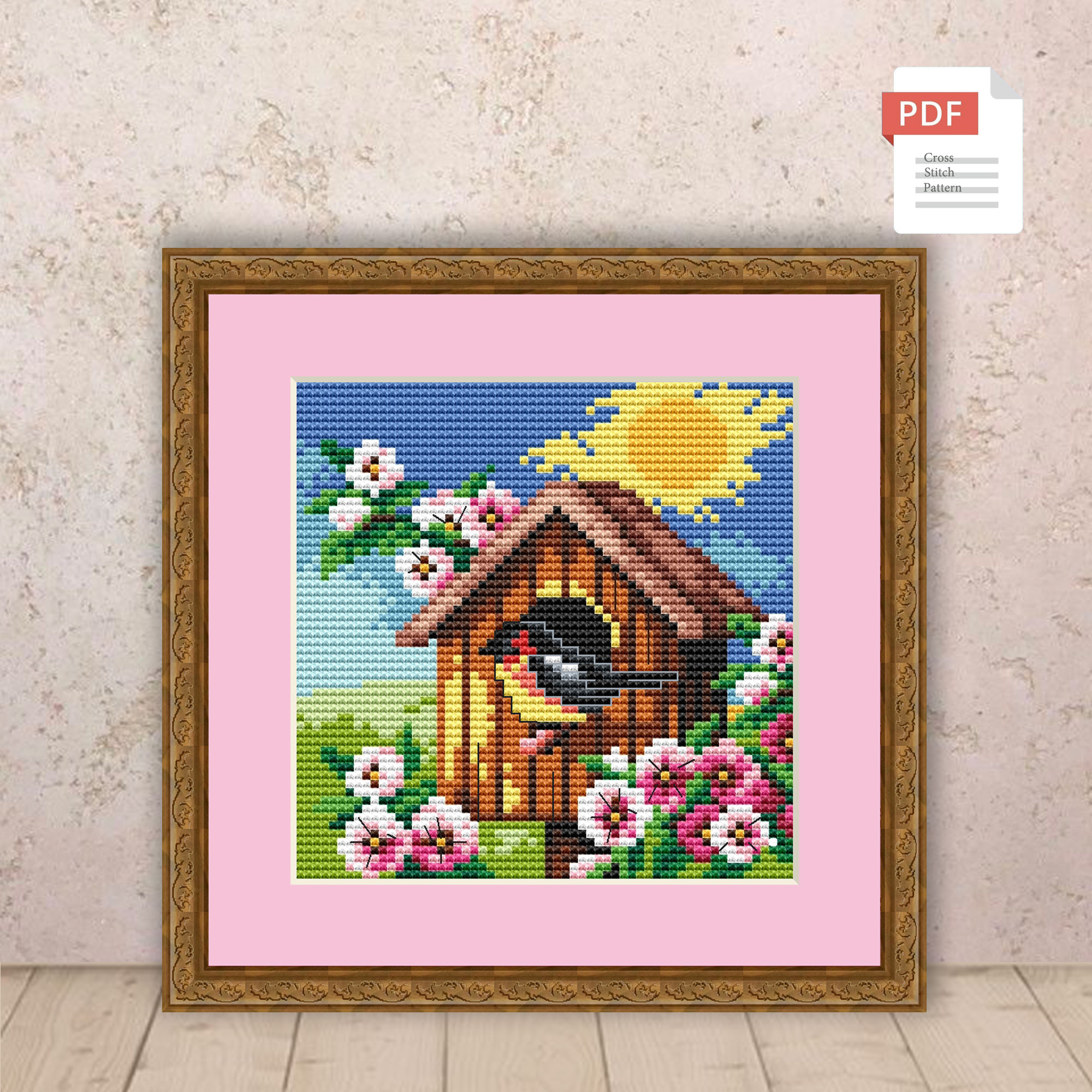 Spring Birdhouse Cross Stitch Pattern #ssn151