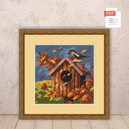 Autumn Birdhouse Cross Stitch Pattern #ssn153