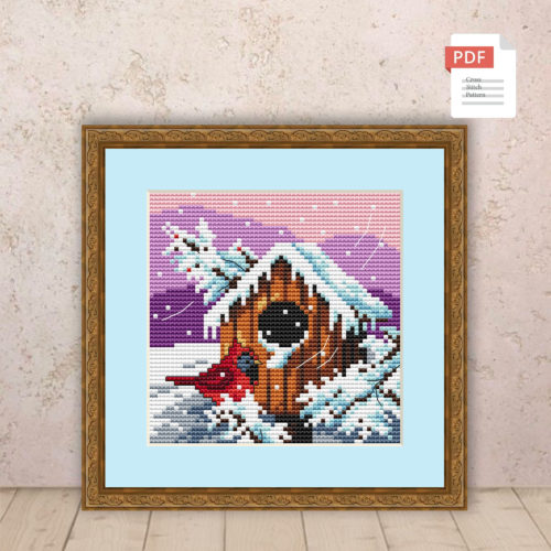 Winter Birdhouse Cross Stitch Pattern #ssn154