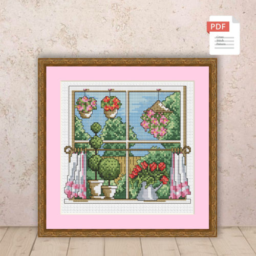 Spring Window Cross Stitch Pattern #ssn166