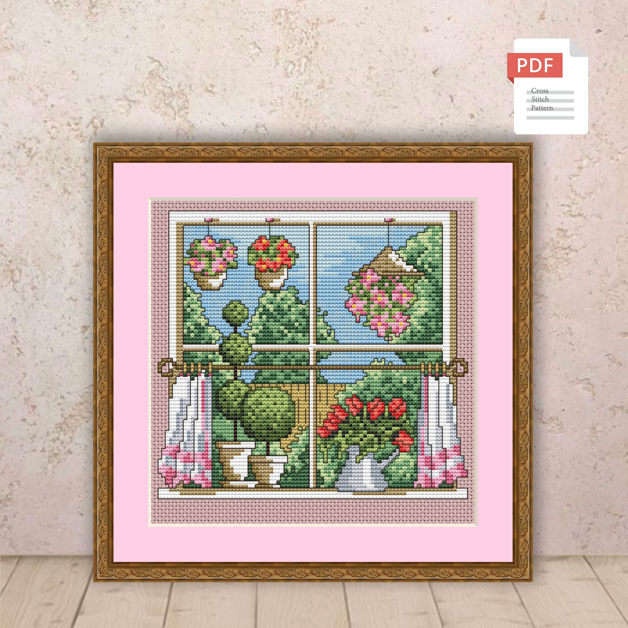 Spring Window Cross Stitch Pattern #ssn166 - Image 2