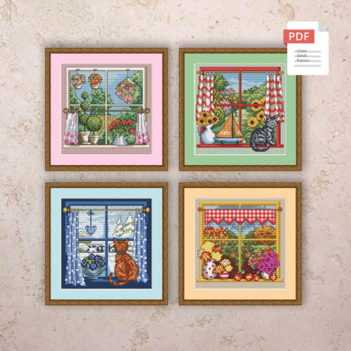Set of 4 Seasons Cross Stitch Pattern #ssn170