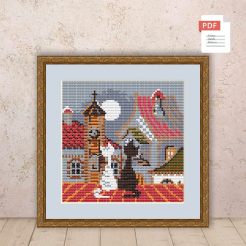 Spring Cat Cross Stitch Pattern #ssn181