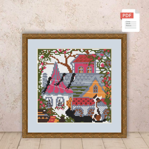 Summer Cat Cross Stitch Pattern #ssn182