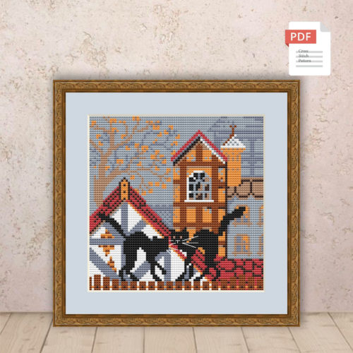 Autumn Cat Cross Stitch Pattern #ssn183