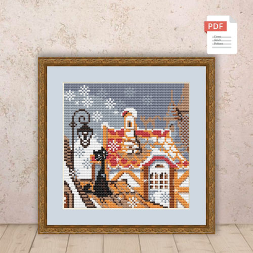 Winter Cat Cross Stitch Pattern #ssn184