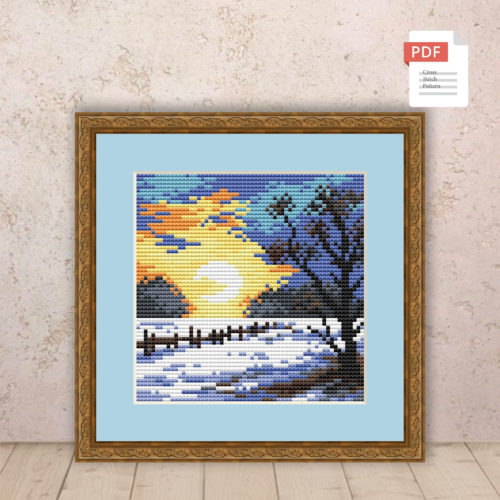 Winter Landscape Cross Stitch Pattern #ssn189