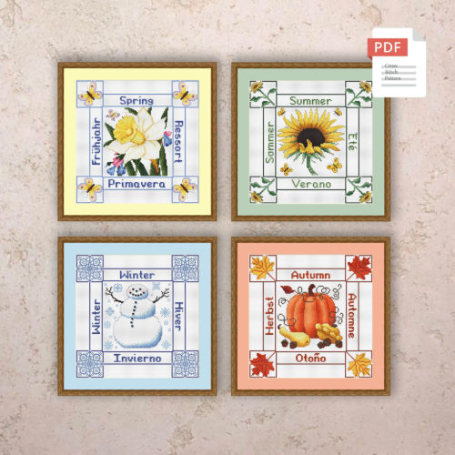 Set of 4 Seasons Cross Stitch Pattern #ssn195