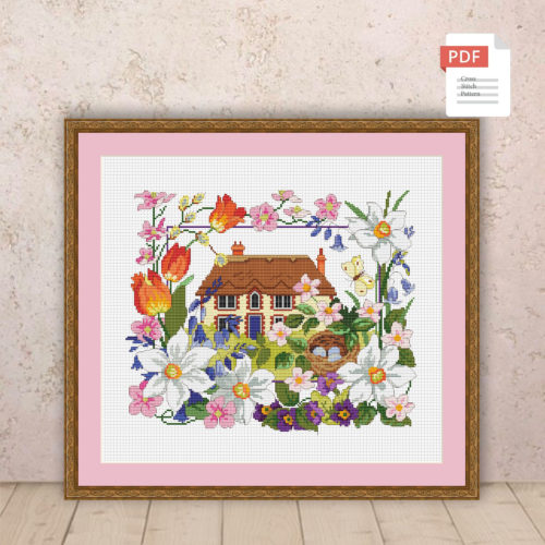 Spring House Cross Stitch Pattern #ssn206