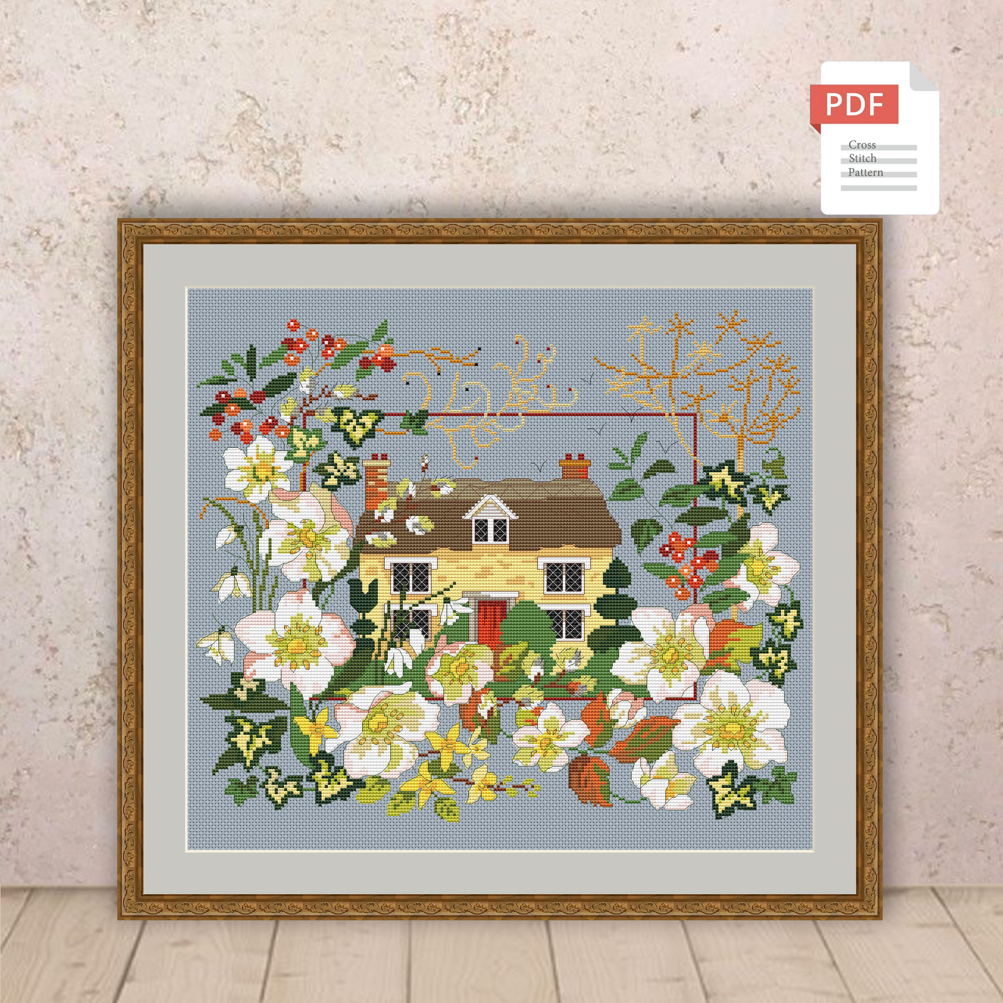 Winter House Cross Stitch Pattern #ssn209 - Image 2