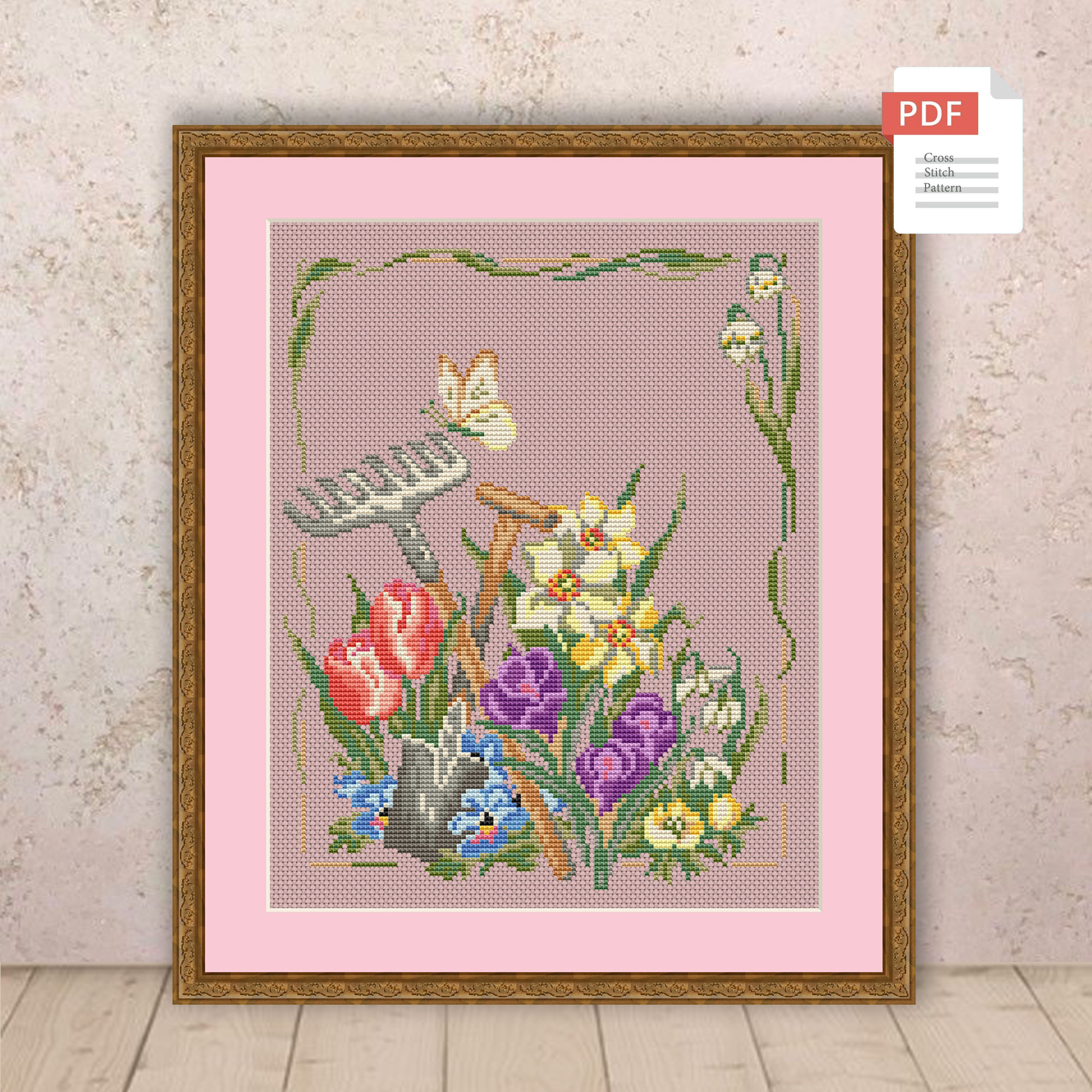 Spring Garden Cross Stitch Pattern #ssn211 - Image 2