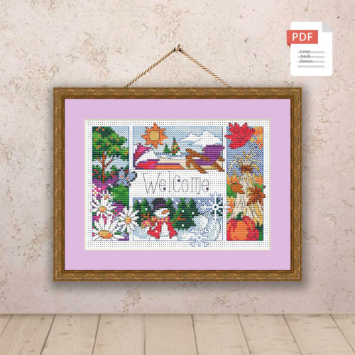 Welcome Four Seasons Cross Stitch Pattern #ssn220
