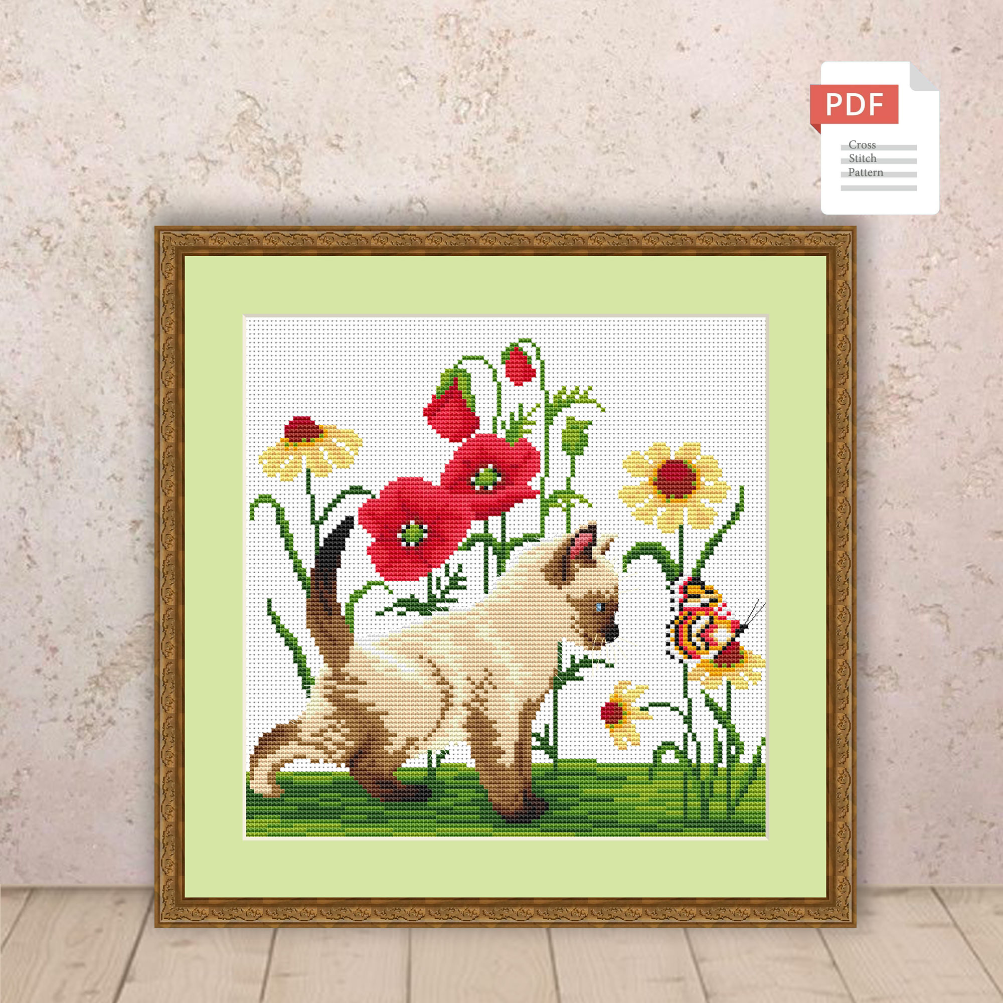 Set of 4 Seasons Cats Cross Stitch Pattern #ssn280 - Image 4